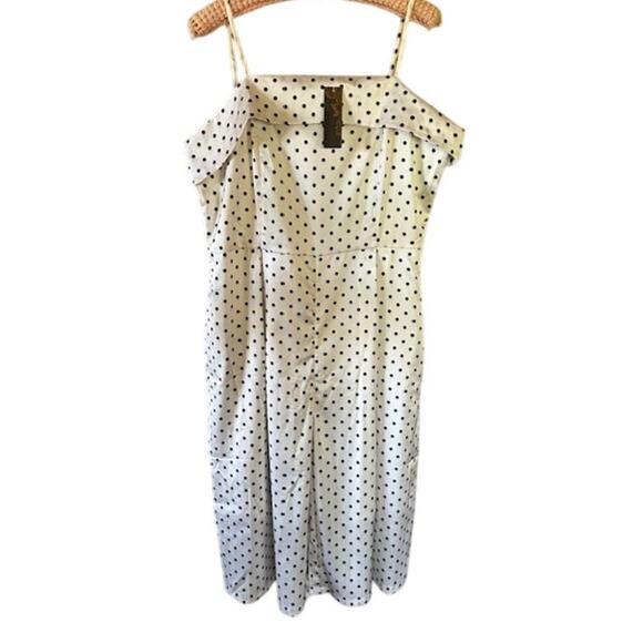 Retro Stage White & Black Polka Dot Cropped Jumpsuit Size XXL NWT - Picture 2 of 8